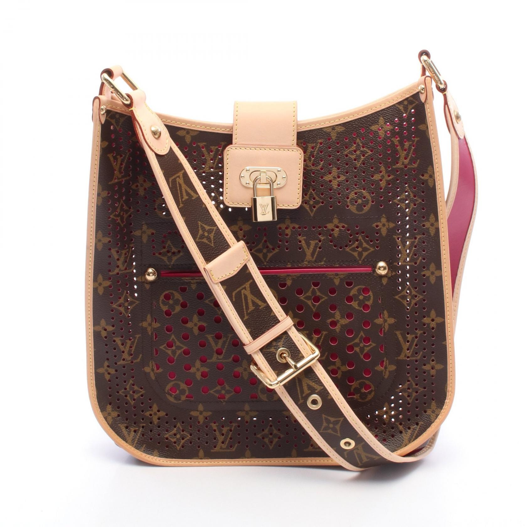 ルイ・ヴィトン LOUIS VUITTON ミュゼット モノグラムペルフォ フューシャピンク ショルダーバッグ バッグ PVCコーティングキャンバス レザー モノグラム・ペルフォ フューシャ レディース ブラウン系 M95172