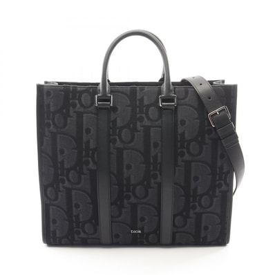 ディオール Dior マキシ オブリーク イーストウエスト 2WAY トートバッグ バッグ キャンバス レザー メンズ ブラック系 【中古】