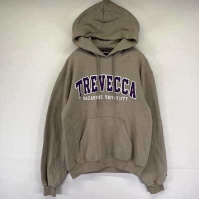 古着 チャンピオン Champion パーカー スウェット カレッジロゴ プルオーバー フーディ ワッペン S ベージュ系 メンズ