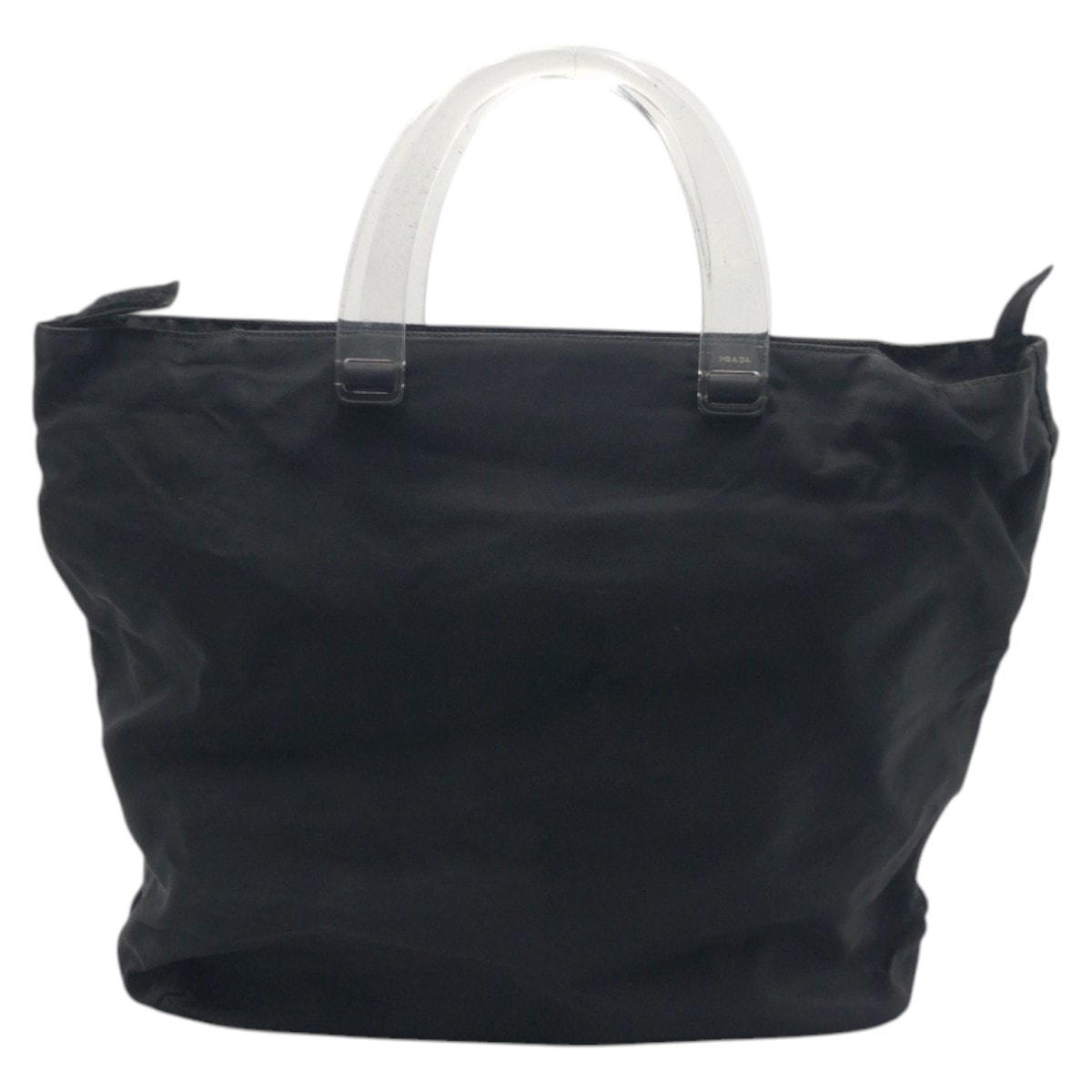 美品 PRADA プラダ テスート 三角ロゴ ブラック 黒 ナイロン プラスチック/ プラハンドル ハンドバッグ トートバッグ 602961 【中古】