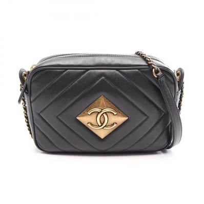 シャネル CHANEL ココマーク ダイヤステッチ ショルダーバッグ バッグ レザー レディース ブラック系 【中古】