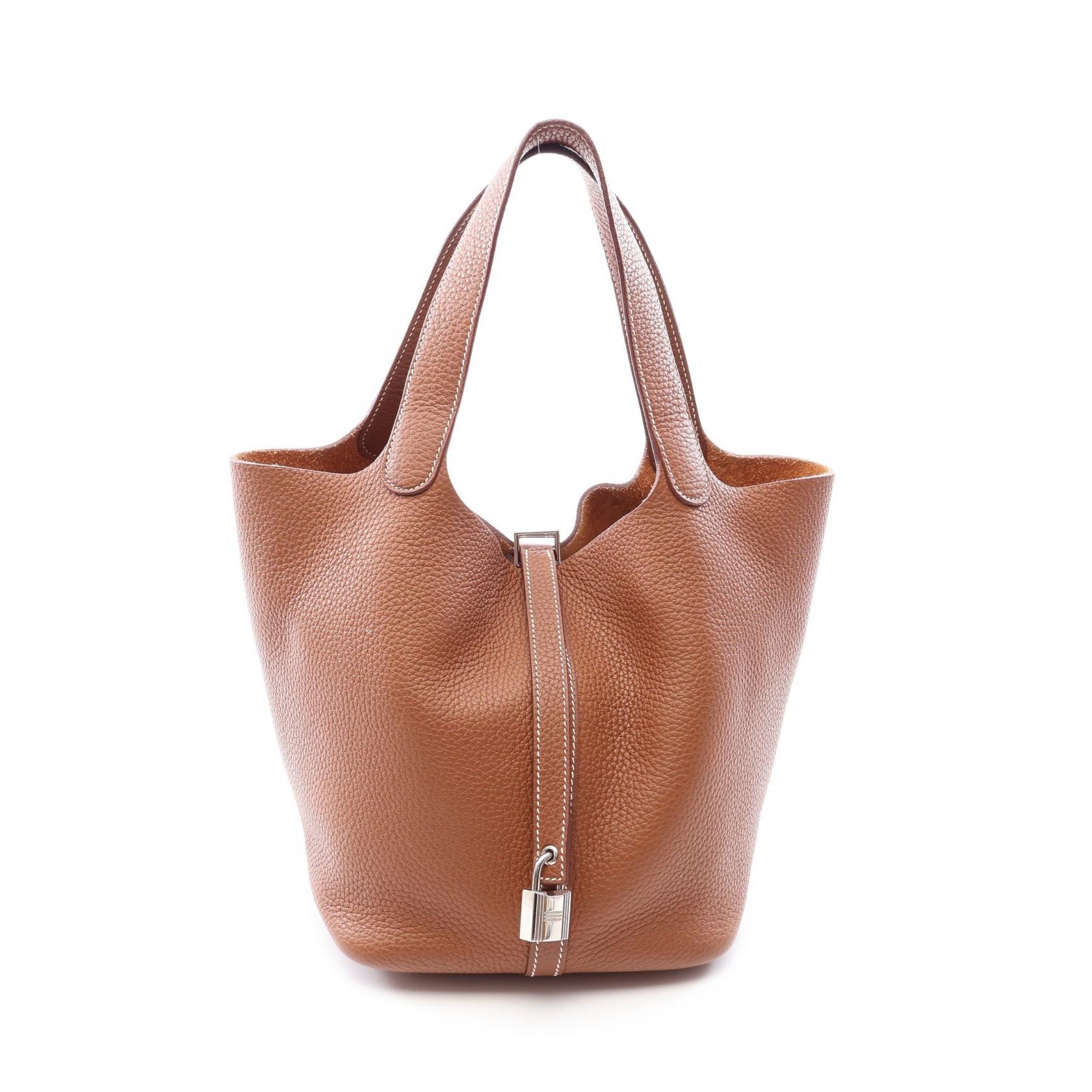 エルメス HERMES ピコタンロックMM ハンドバッグ バッグ レザー トリヨンクレマンス トリヨンクレマンス ゴールド B刻印(2023年製造) レディース ブラウン系 【中古】