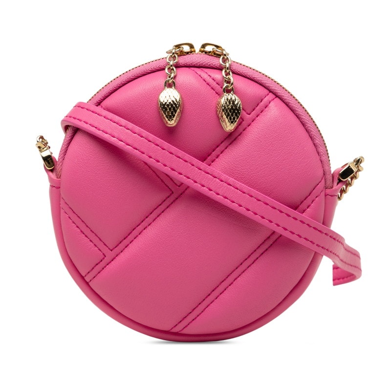 ブルガリ セルペンティ カボション ミニ チェーン ショルダー ポシェット ピンク レザー レディース BVLGARI 【中古】