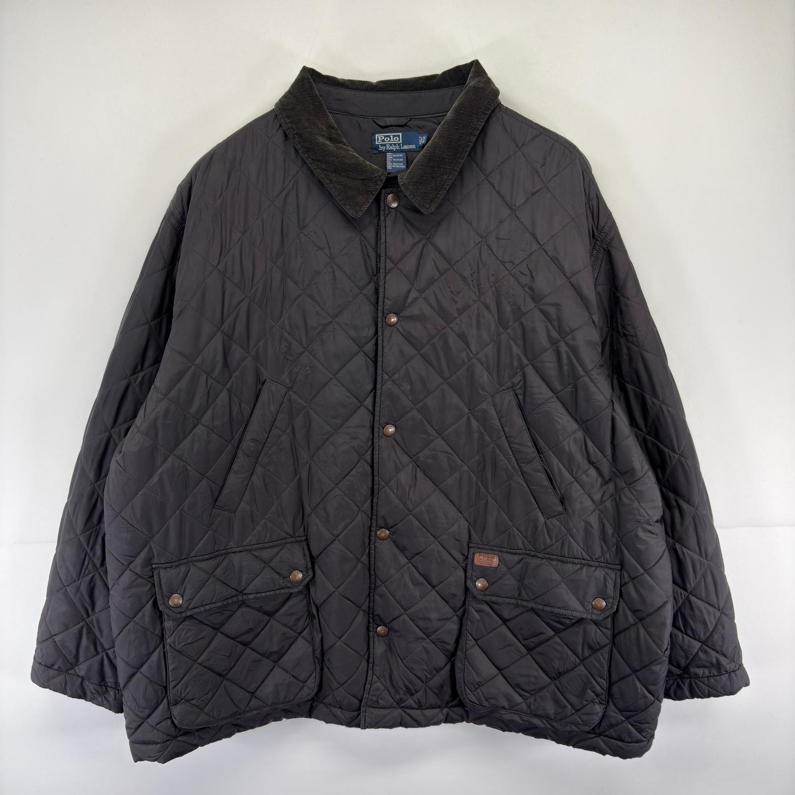 古着 ポロバイラルフローレン Polo by Ralph Lauren ジャケット カバーオール キルティング 大きいサイズ 3XL  ブラック系 メンズ