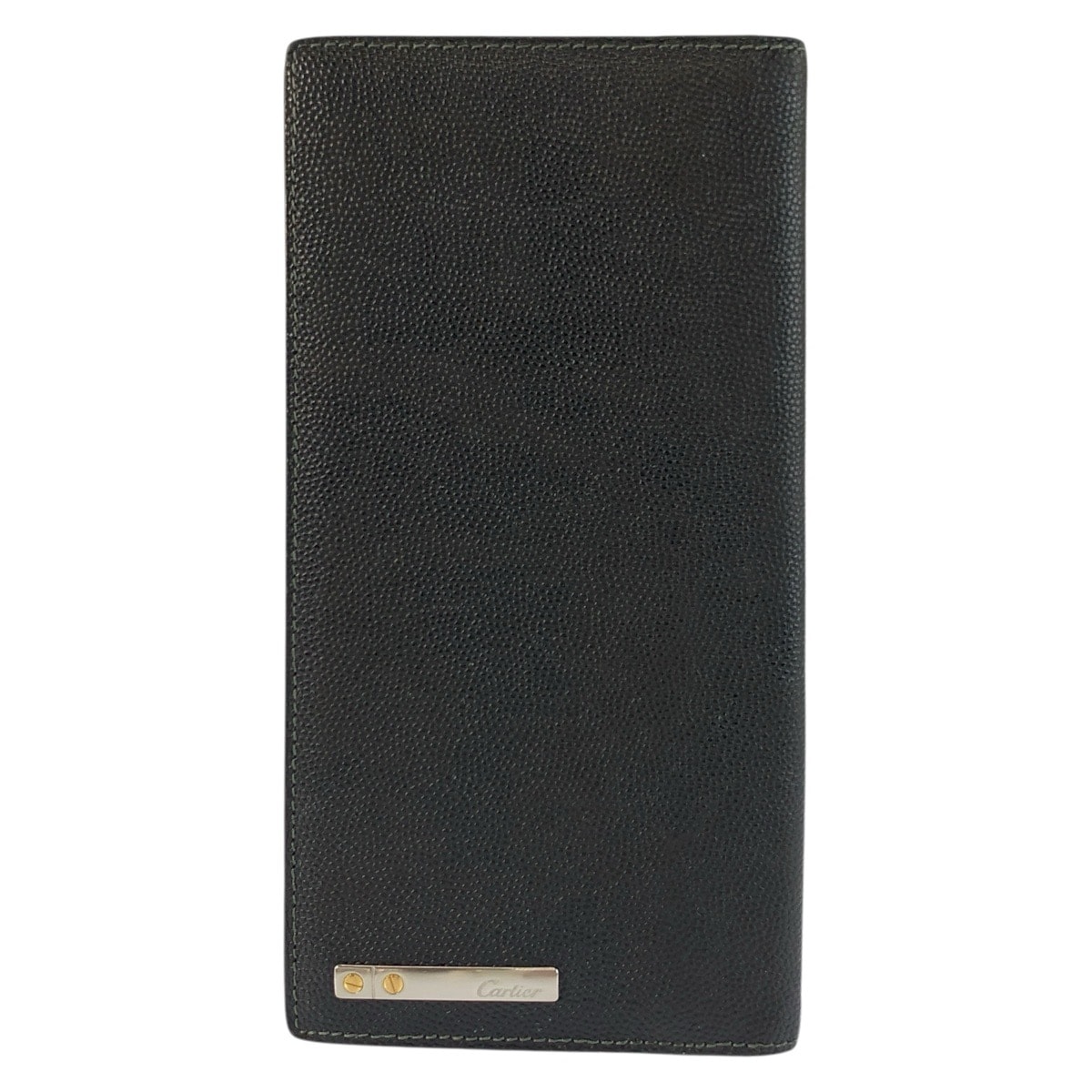 美品 CARTIER カルティエ サントス ブラック 黒 レザー 長財布 札入れ 602586 【中古】