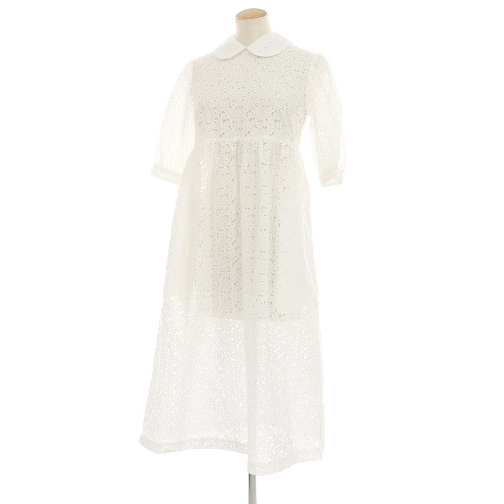 【中古】コムデギャルソン ガール COMME des GARCONS GIRL 2023年春夏 コットン 半袖 パフスリーブ ワンピース ホワイト【サイズXS】【レディース】