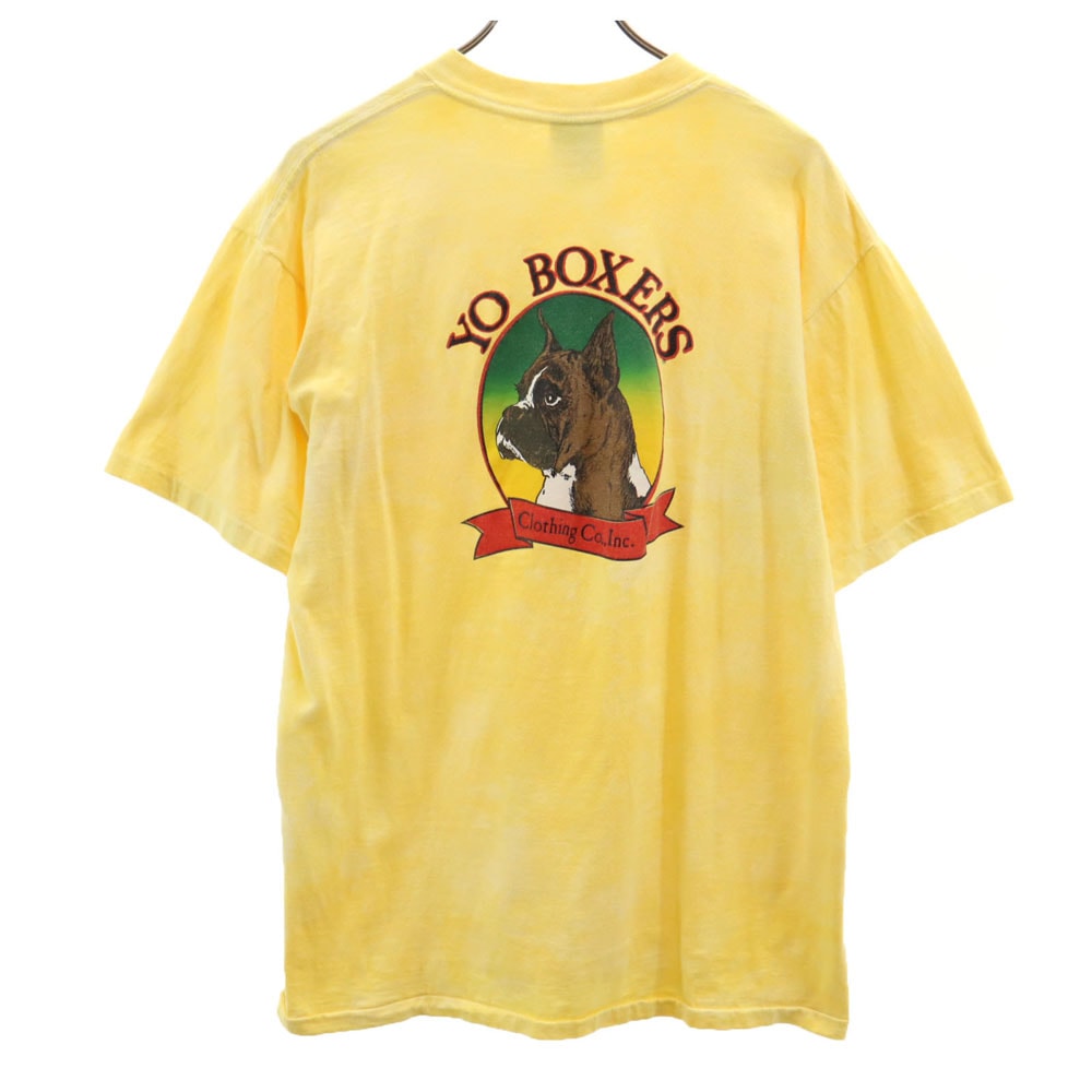 ONEITA オニータ 90s オールド シングルステッチ バックプリント タイダイ柄 半袖 Tシャツ XL イエロー POWER-T