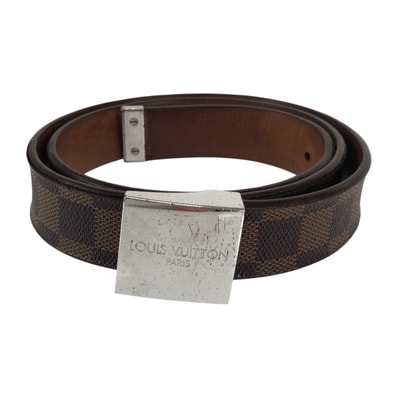 LOUIS VUITTON ルイヴィトン ダミエ サンチュール キャレ 94cm ブラウン シルバー金具 PVC ベルト 600167 【中古】