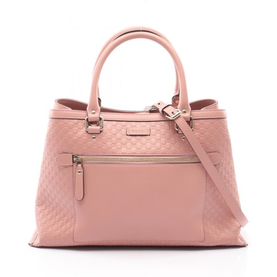 グッチ GUCCI マイクログッチシマ 2WAY ハンドバッグ バッグ レザー レディース ピンク系 510291 【中古】