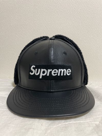 Supreme Leather Earflap Box Logo New Era "Black"