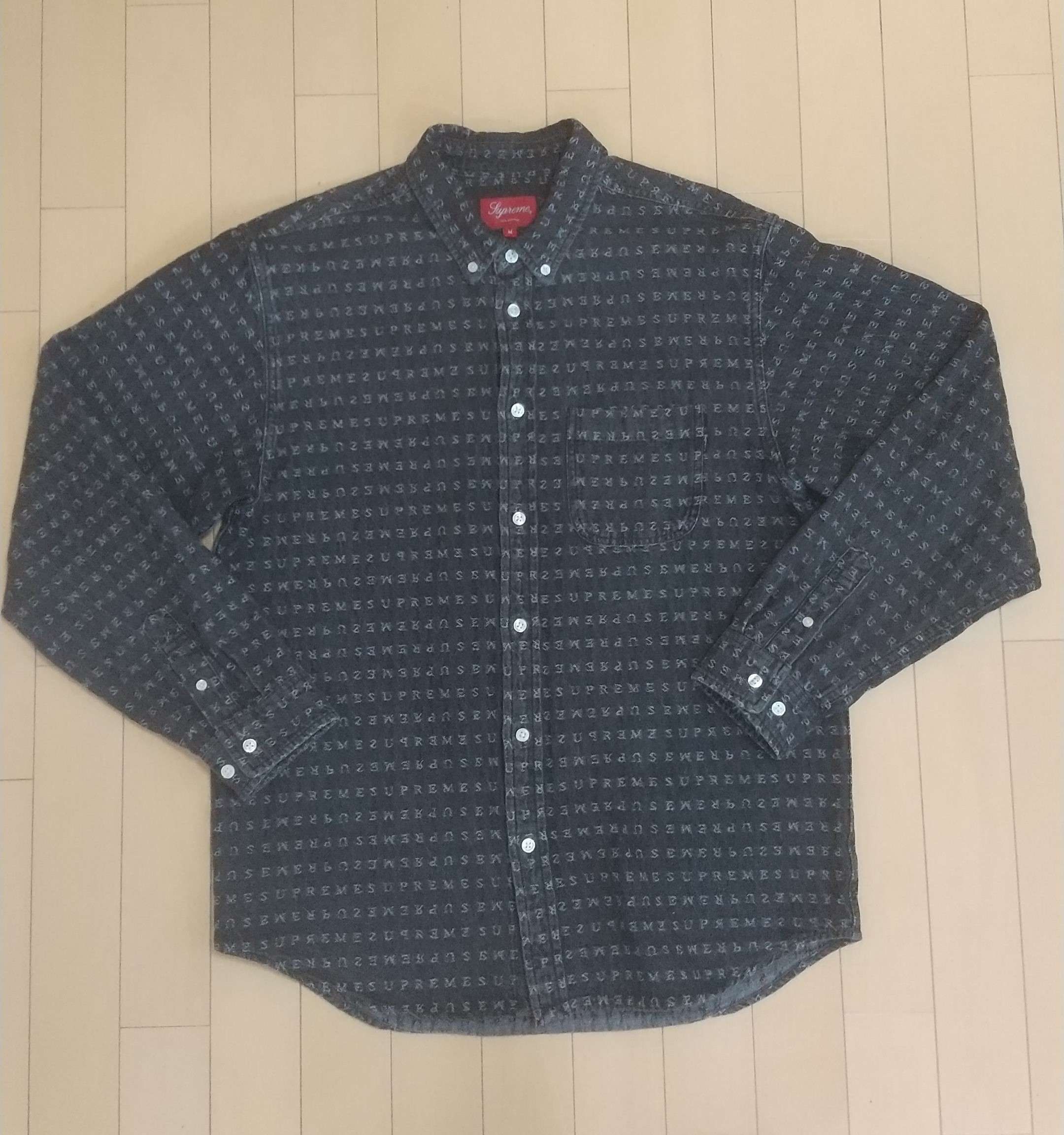 Supreme Jacquard Logos Denim Shirt "Black"