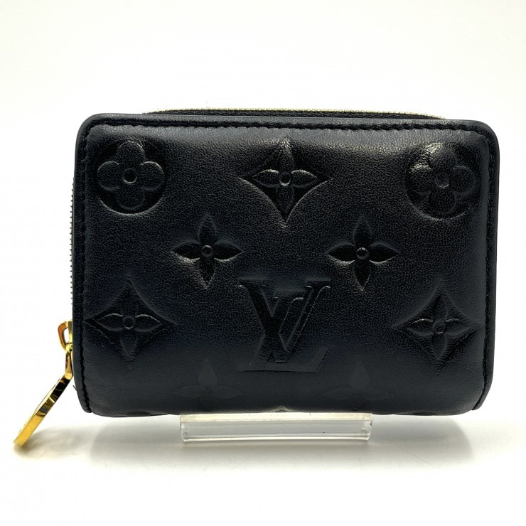 LOUIS VUITTON(ルイヴィトン)モノグラム・アンプラント ポルトフォイユ・クレア 二つ折り財布 コンパクトウォレット ブラック ゴールド金具 RFID【中古】