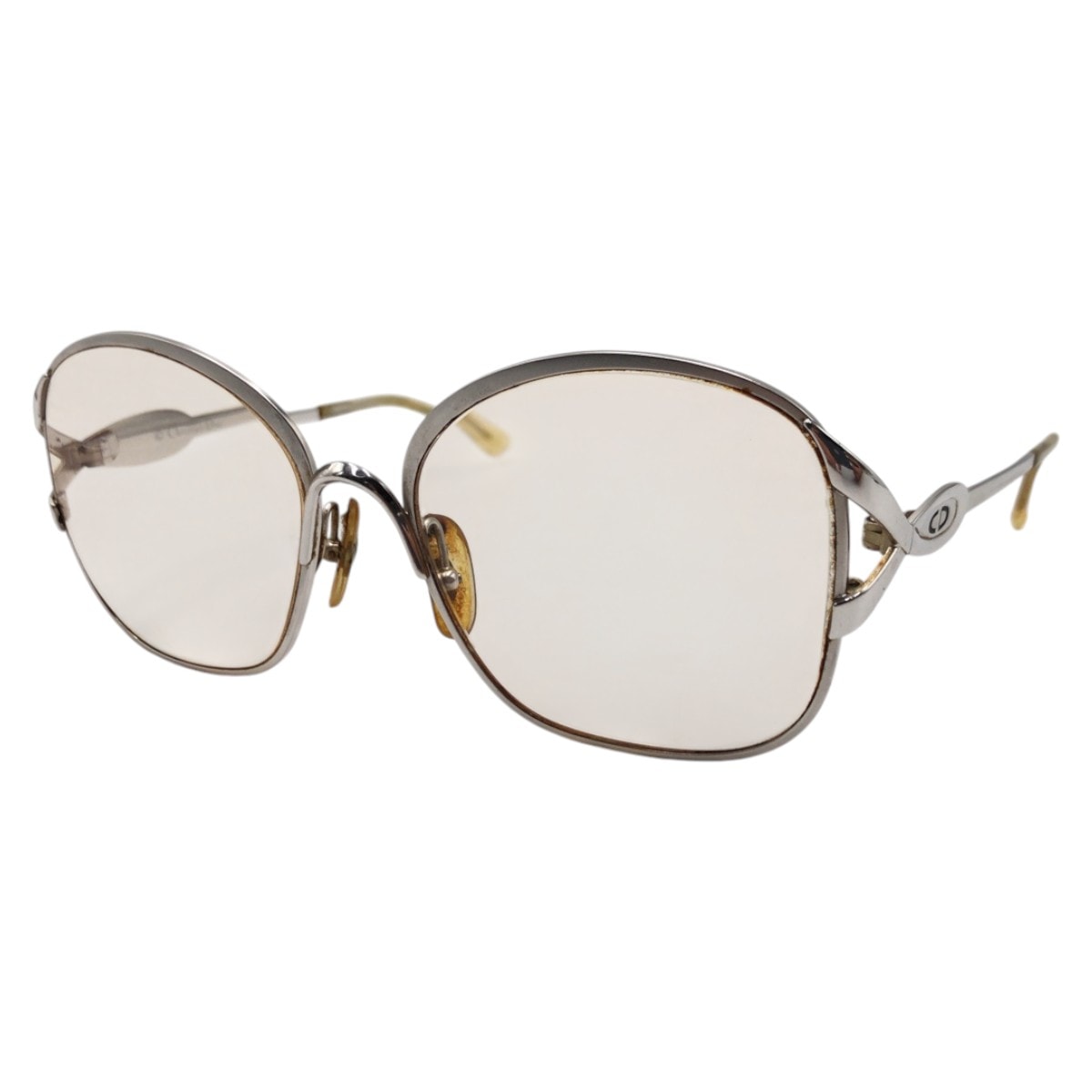 Dior ディオール ヴィンテージ CDロゴ シルバー メタル メガネ 410827 【中古】