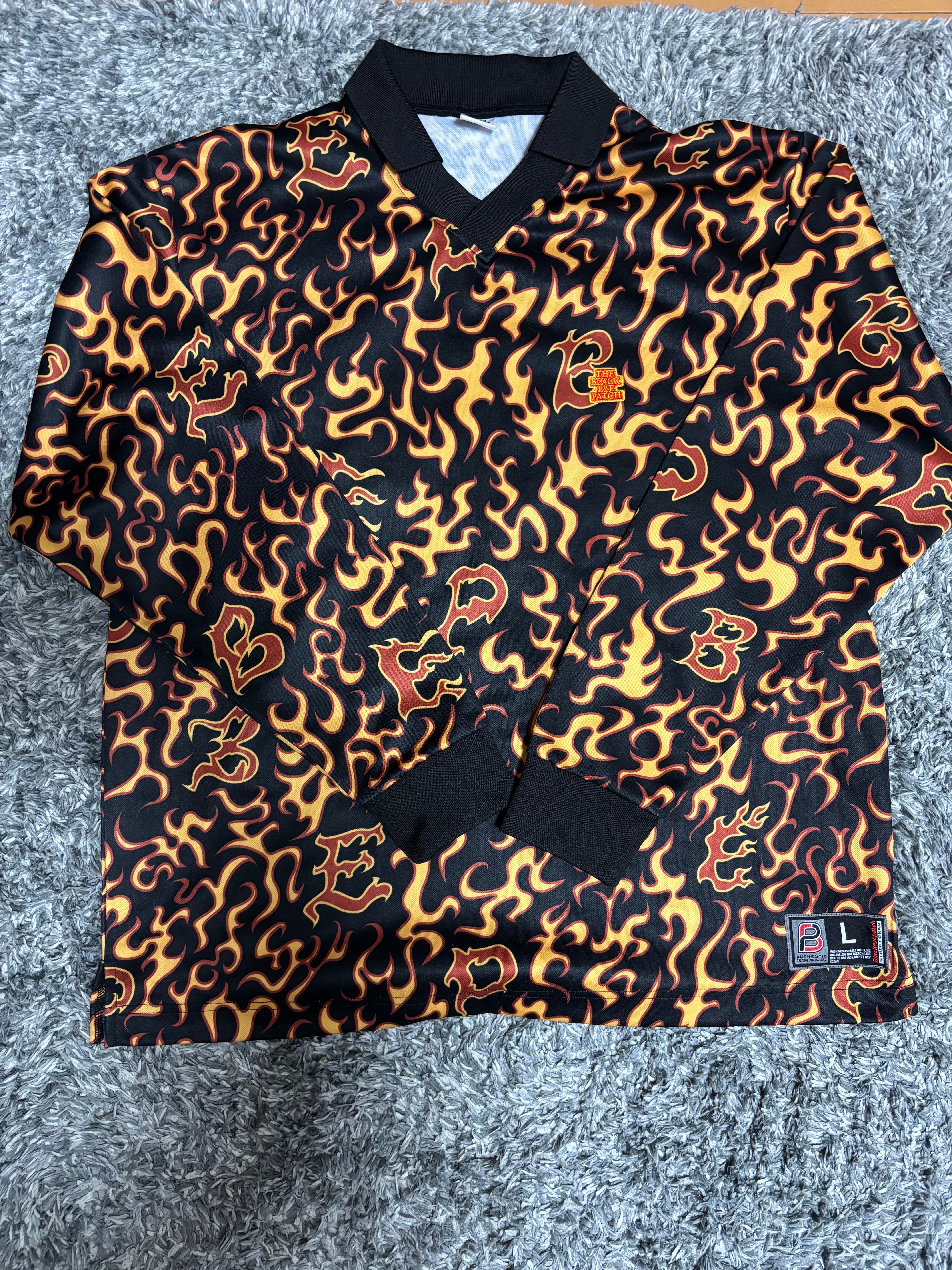 BlackEyePatch Flame Patterned Game Shirt "Yellow"