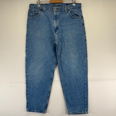 古着 カーハート Carhartt デニム パンツ テーパード ワンポイントロゴ 大きいサイズ ジーパン w40×L30 ブルー系 メンズ