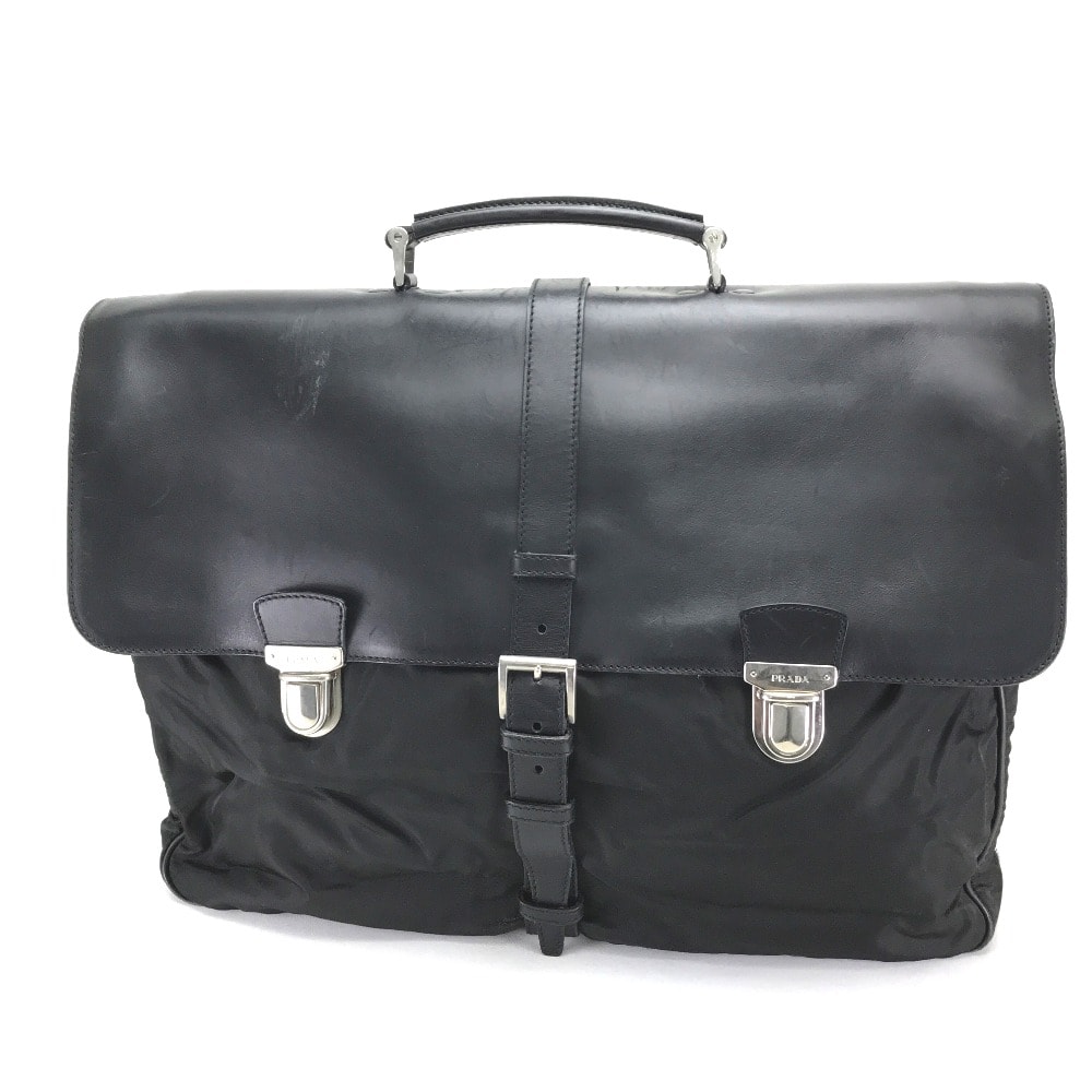 プラダ PRADA ヴィンテージ V122 カバン ビジネスバッグ ハンドバッグ ナイロン/レザー ブラック