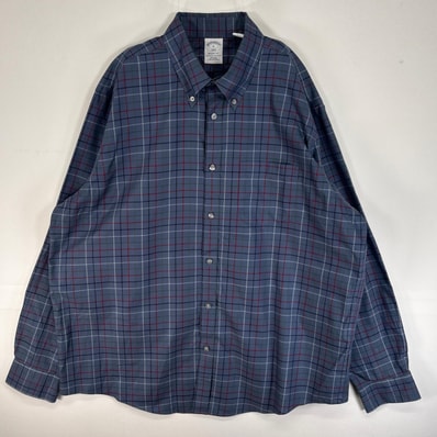 古着 ブルックスブラザーズ Brooks Brothers 長袖シャツ チェック 胸ポケ 1818 XL ネイビー系 マルチカラー メンズ