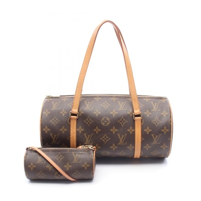 ルイ・ヴィトン LOUIS VUITTON パピヨン30 ハンドバッグ バッグ PVCコーティングキャンバス レザー モノグラム レディース ブラウン系 M51385 【中古】