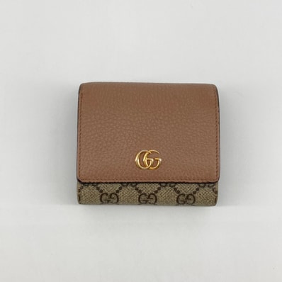 GUCCI(グッチ) GGマーモント 598587 二つ折り財布 ベージュ×ピンクベージュ