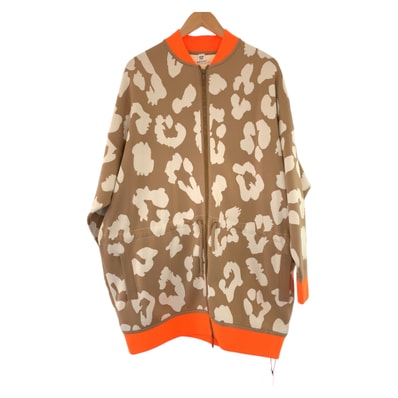 新品未使用 HERMES エルメス ツイルレーヌ サイズ34 タグ付き ブラウン オレンジ シルク ポリエステル/ ジャケット カーディガン ジャージ 602024 【中古】