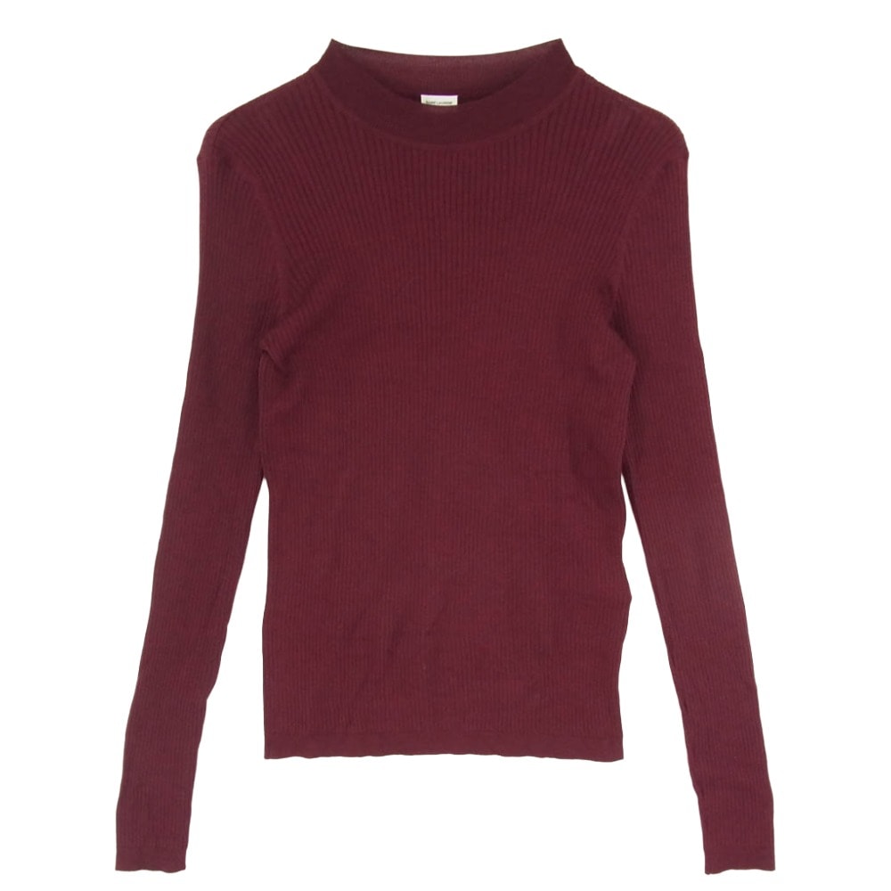 SAINT LAURENT サンローラン 710734 YAPK2 カシミヤ混 ウール モックネック 長袖 ニット セーター エンジ系 M【中古】