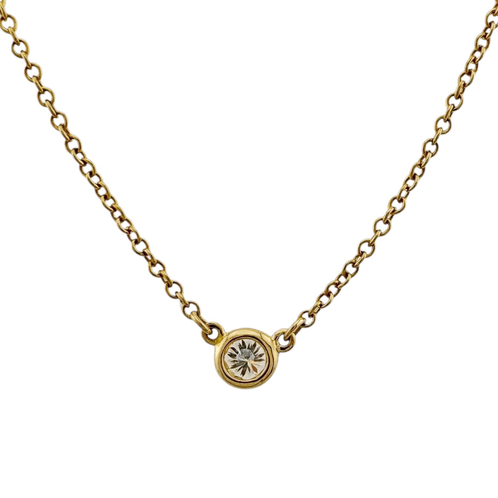 ティファニー バイザヤード 約0.08ct ネックレス 18金 K18イエローゴールド ダイヤモンド レディース TIFFANY&Co. 中古