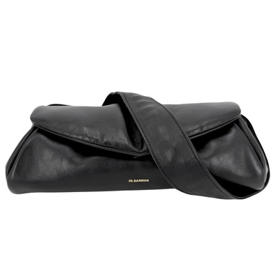 JIL SANDER ジルサンダー ショルダーバッグ カンノーロ パデッド スモール 肩掛け 斜め掛け CANNOLO PADDED SMALL レザー ブラック 黒 ゴールド金具 レディース 美品【中古品】