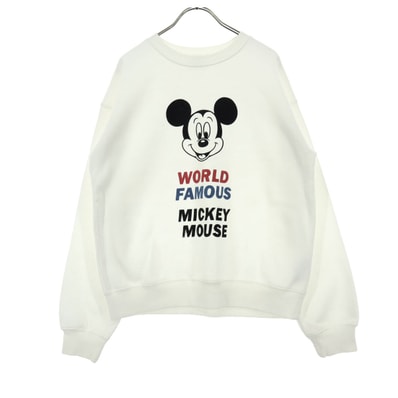 GU ジーユー 裏起毛 Disney ディズニー コラボ キャラクターロゴ 長袖 トレーナー L ホワイト