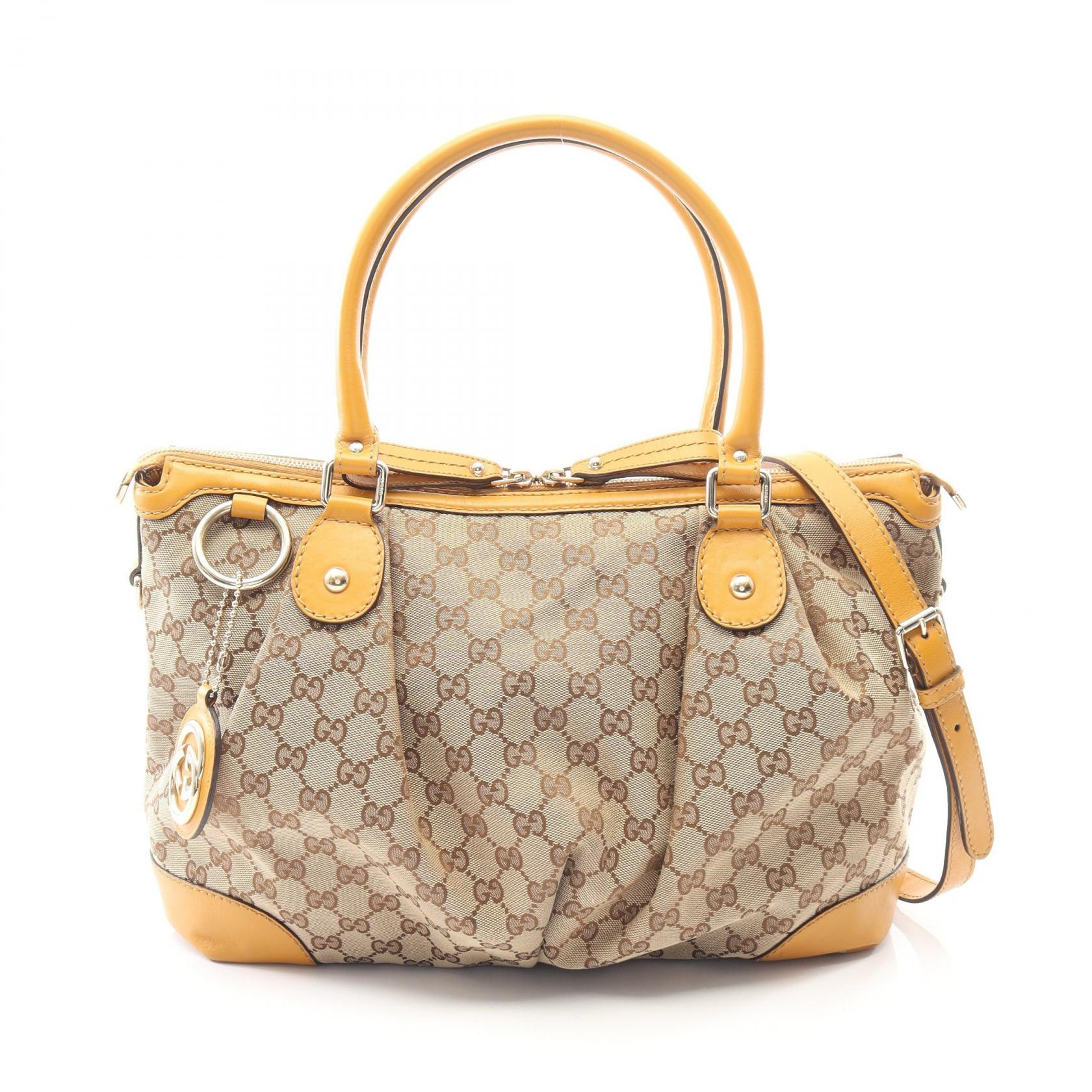グッチ GUCCI スーキー GGキャンバス 2WAY ハンドバッグ バッグ キャンバス レザー レディース ベージュ系 / ブラウン系 285730 【中古】