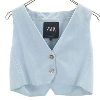 ZARA ザラ ショート丈 ベスト S ブルー系