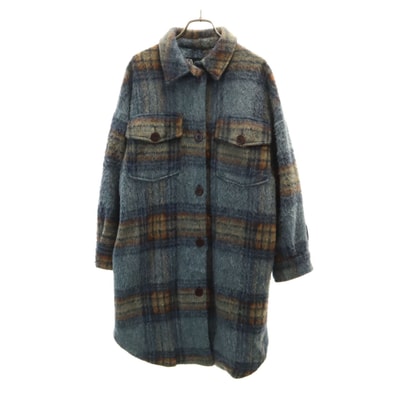 ZARA ザラ チェック柄 ロングコート S ネイビー