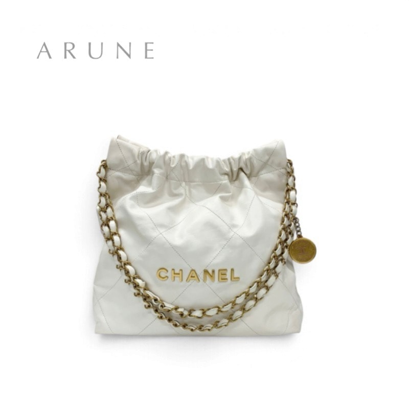 シャネル CHANEL シャネル22 バッグ トートバッグ ショルダーバッグ ホワイト ゴールド ココマーク ロゴ チェーン