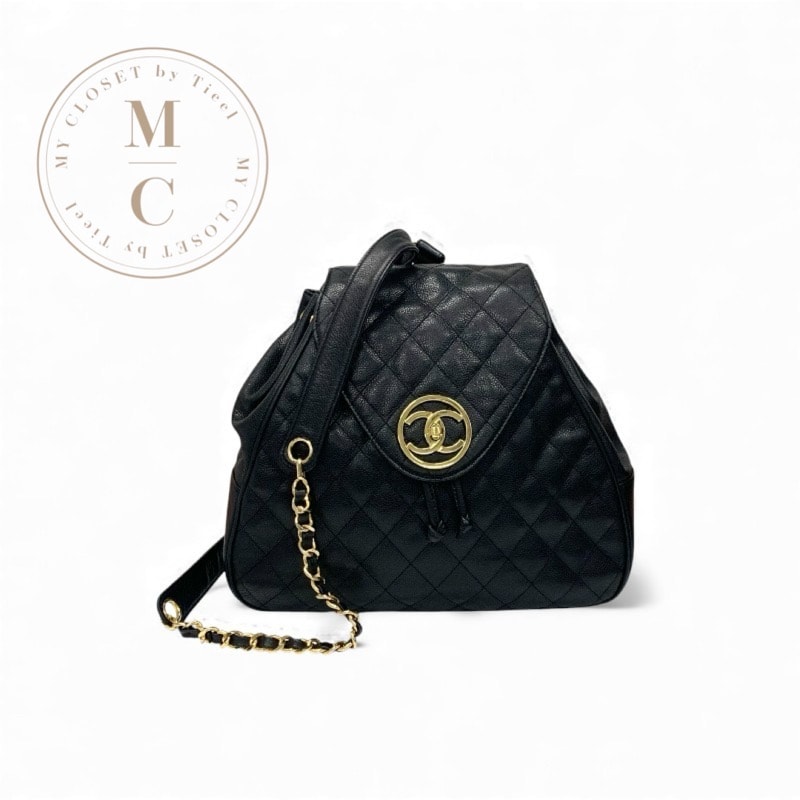 シャネル CHANEL バッグ バックパック リュック ブラック ゴールド マトラッセ ココマーク ターンロック