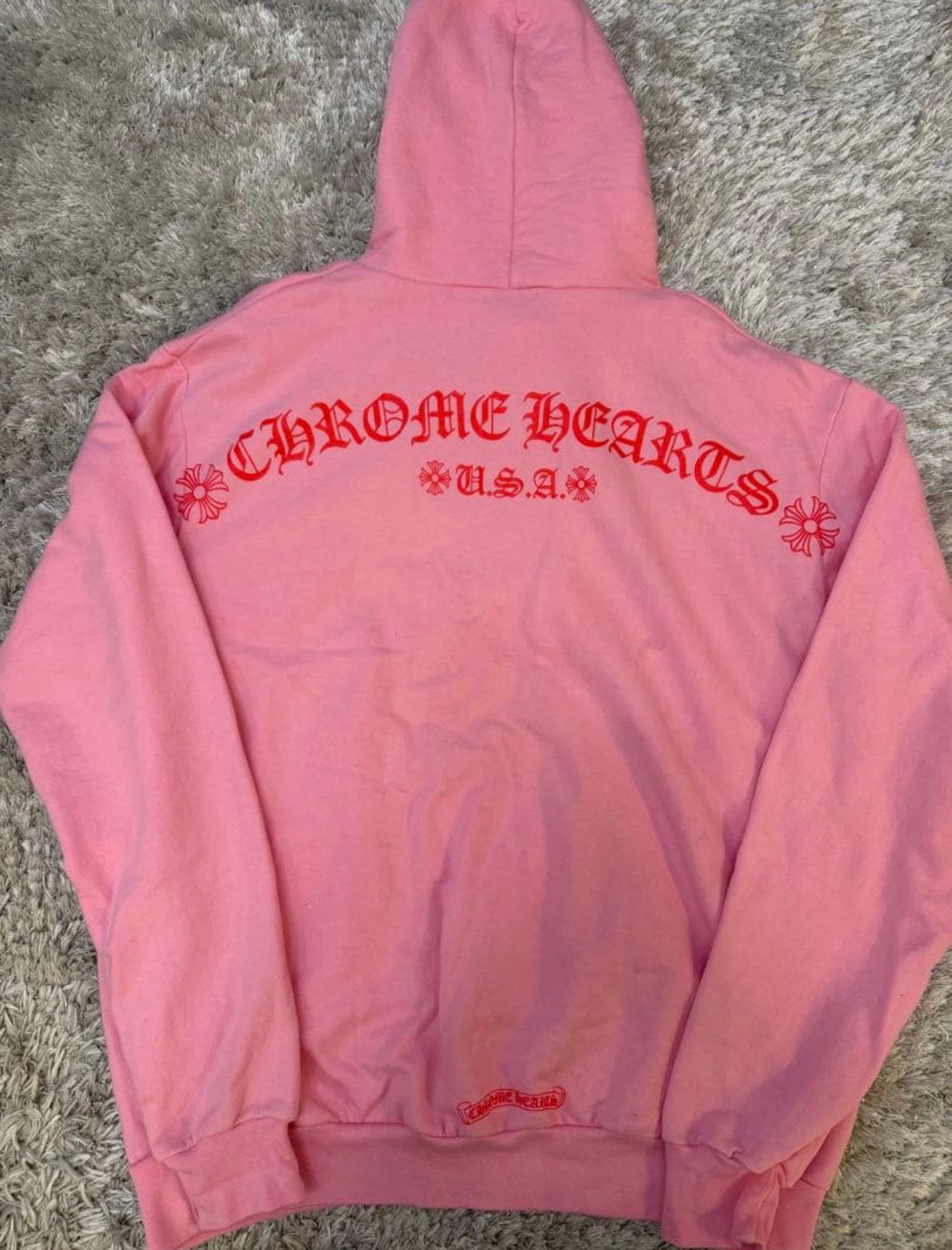 Chrome Hearts Back USA Script Logo Hoodie "Pink"
