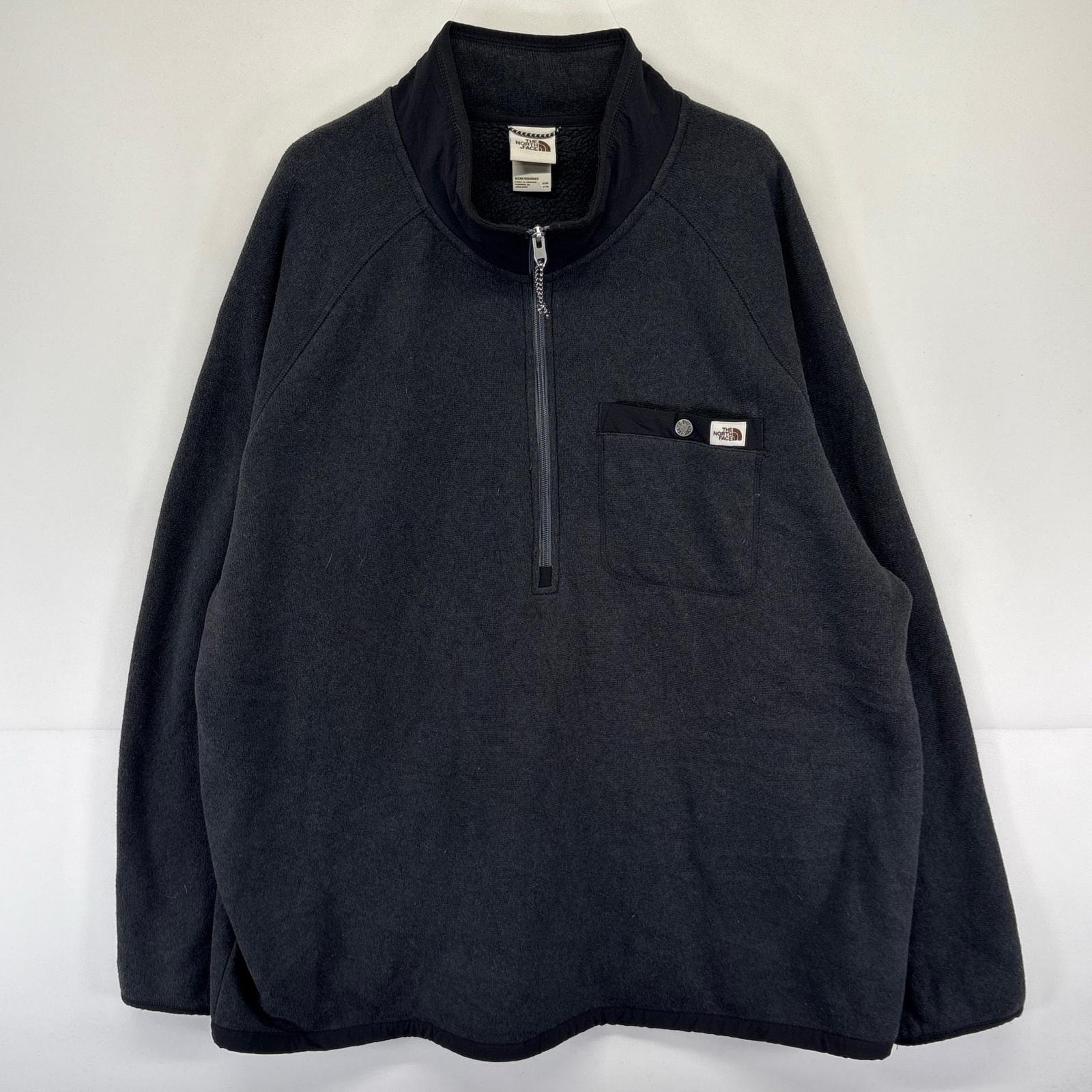 古着 ザ・ノースフェイス THE NORTH FACE フリース ニット ハーフジップ 大きいサイズ ワンポイント ロゴ 3XL  グレー系 メンズ