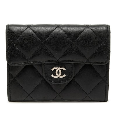 シャネル マトラッセ ココマーク コインケース 小銭入れ ブラック ラムスキン レディース CHANEL 【中古】