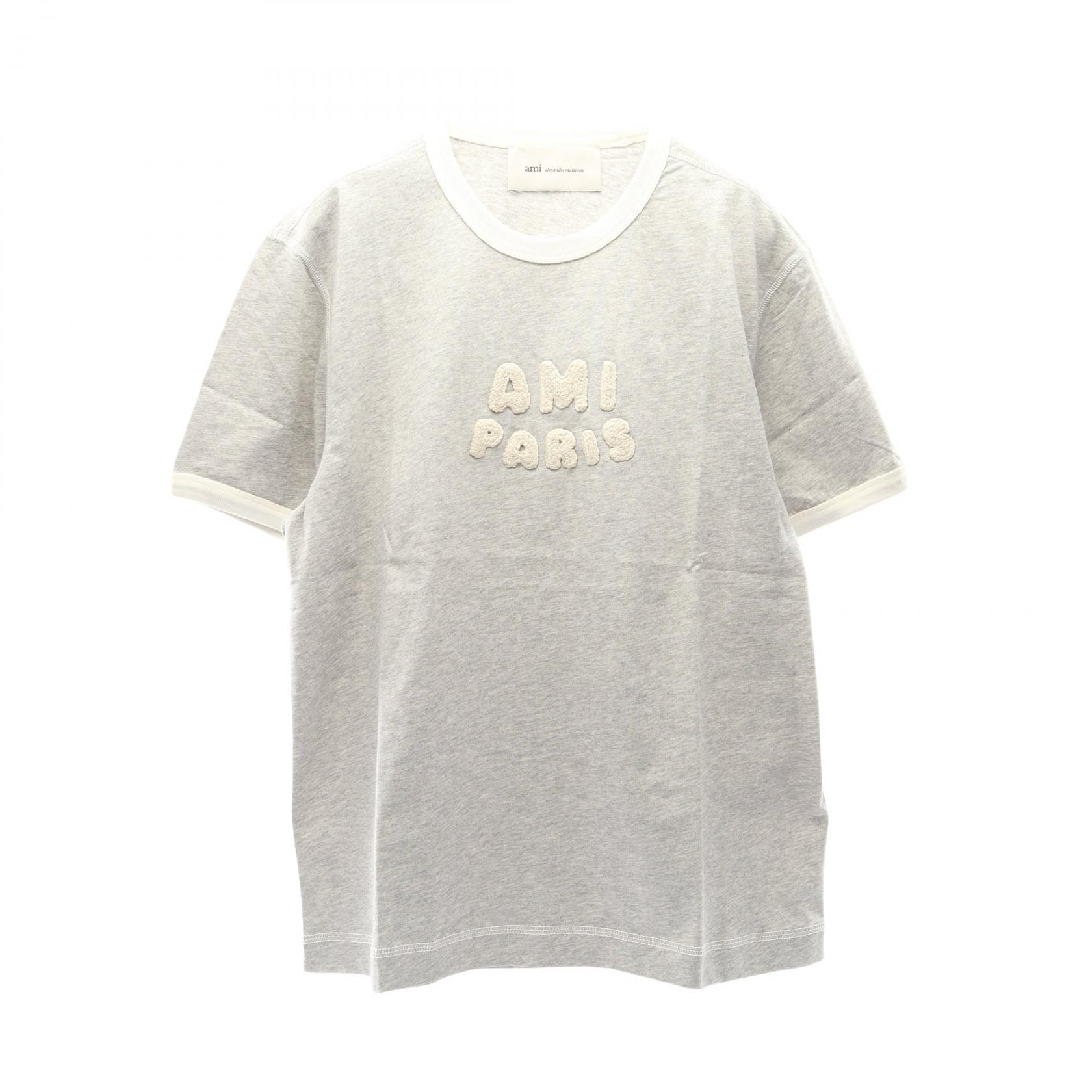 アミ AMI ニットパッチ 半袖Tシャツ 衣料品 トップス コットン メンズ レディース グレー系 / ホワイト系 UTS371.724A079S 【新品】