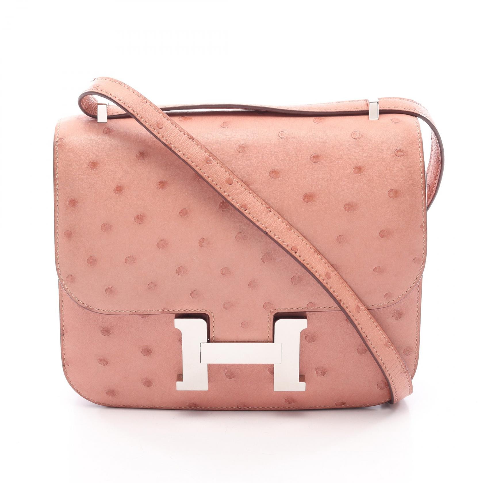 エルメス HERMES コンスタンス3 ミニ テリキュート ショルダーバッグ バッグ オーストリッチ オーストリッチ ピンク K刻印(2025年製造) レディース ピンク系 【中古】
