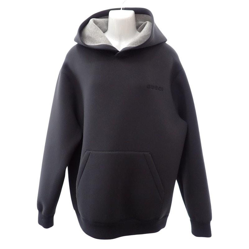 グッチ ジャージー フーデッドスウェットシャツ XL メンズ 黒【Aランク】