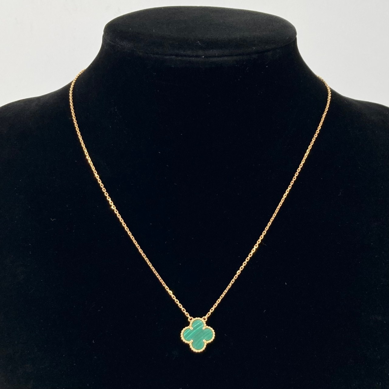 Van Cleef & Arpels(ヴァンクリーフ&アーペル) ヴィンテージ アルハンブラ ペンダント マラカイト Au750 ネックレス 6.02g イエローゴールド×グリーン