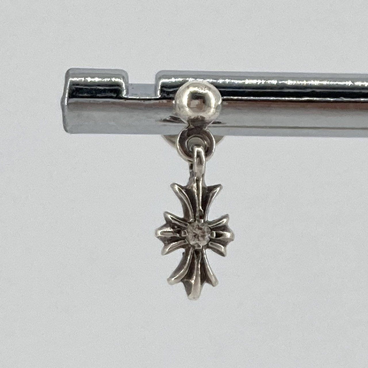 CHROME HEARTS(クロムハーツ) TNY E CH PLS DIA タイニーECHプラスドロップ 1ダイヤ SV925  / ダイヤモンド  / 14K ピアス 1.07g シルバー×クリア