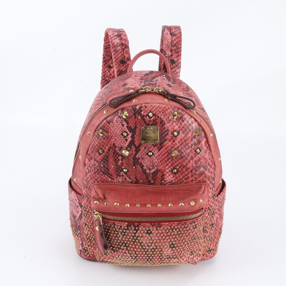 ■美品 MCM エムシーエム ヴィセトスパイソン エンボス スタッズ