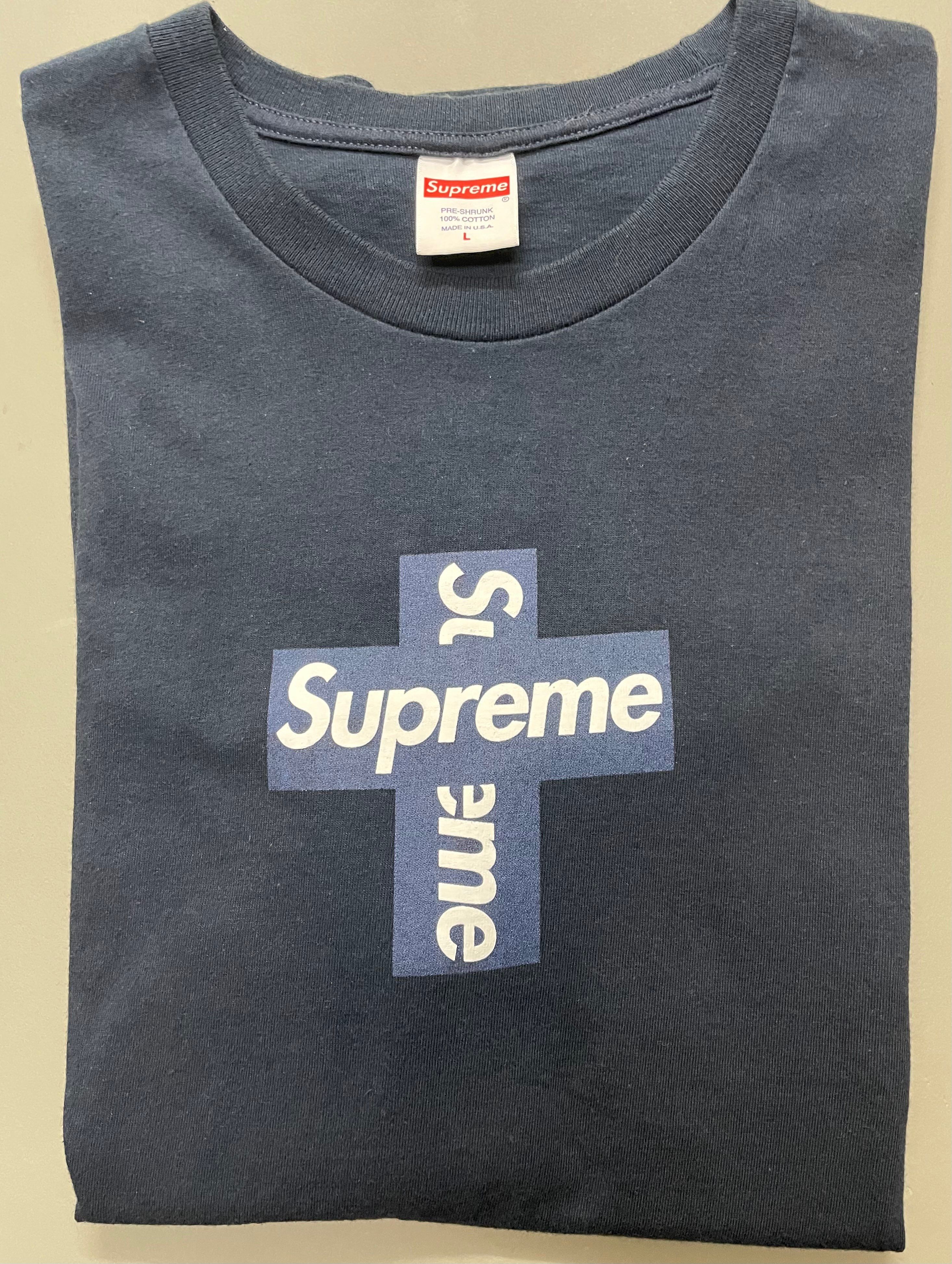 Supreme Cross Box Logo Tee "Navy"