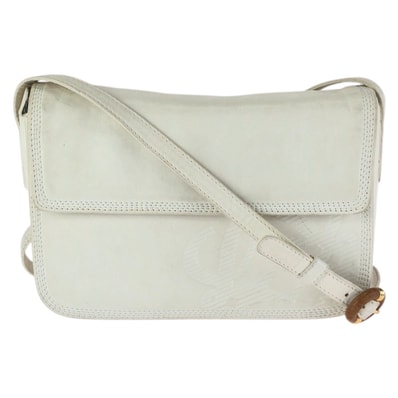 LOEWE ロエベ アナグラム ホワイト オフホワイト ゴールド金具 レザー ショルダーバッグ ポシェット 602230 【中古】