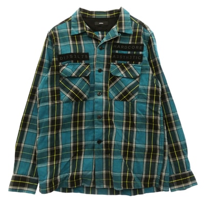 DIESEL ディーゼル 長袖シャツ テープデザイン チェック 長袖シャツ グリーン系 S【中古】