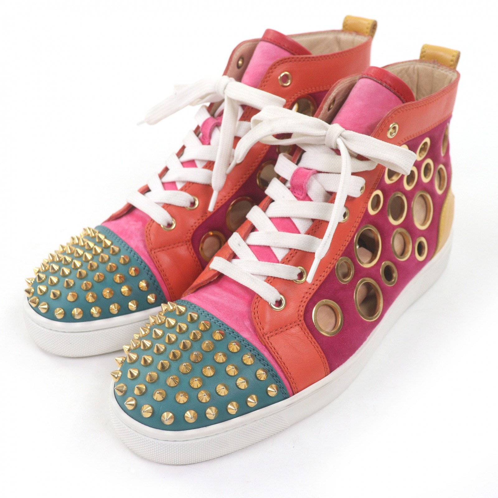 美品 クリスチャンルブタン ハイカットスニーカー マルチカラー メンズ 41