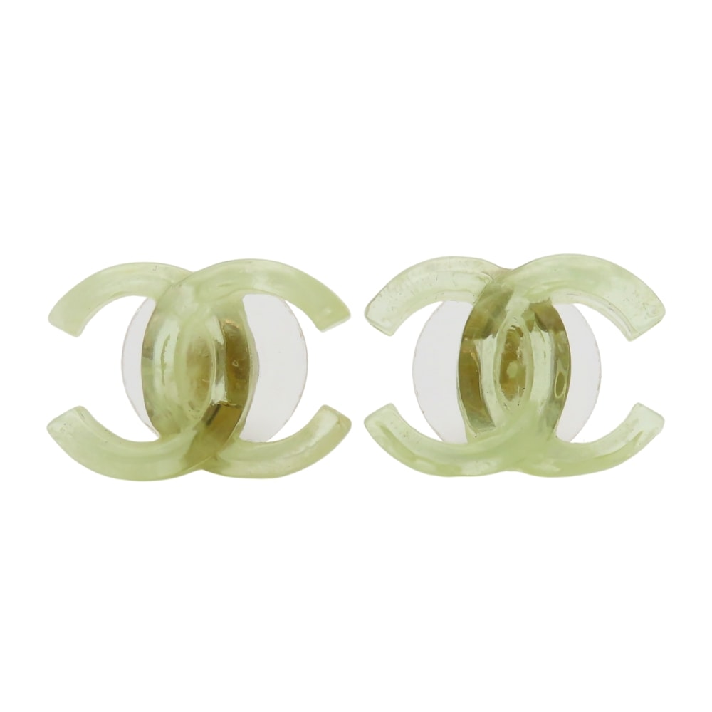 【中古】 シャネル ピアス ココマーク プラスチック グリーン系 02P アクセサリー 可愛い レディース 女性 CHANEL