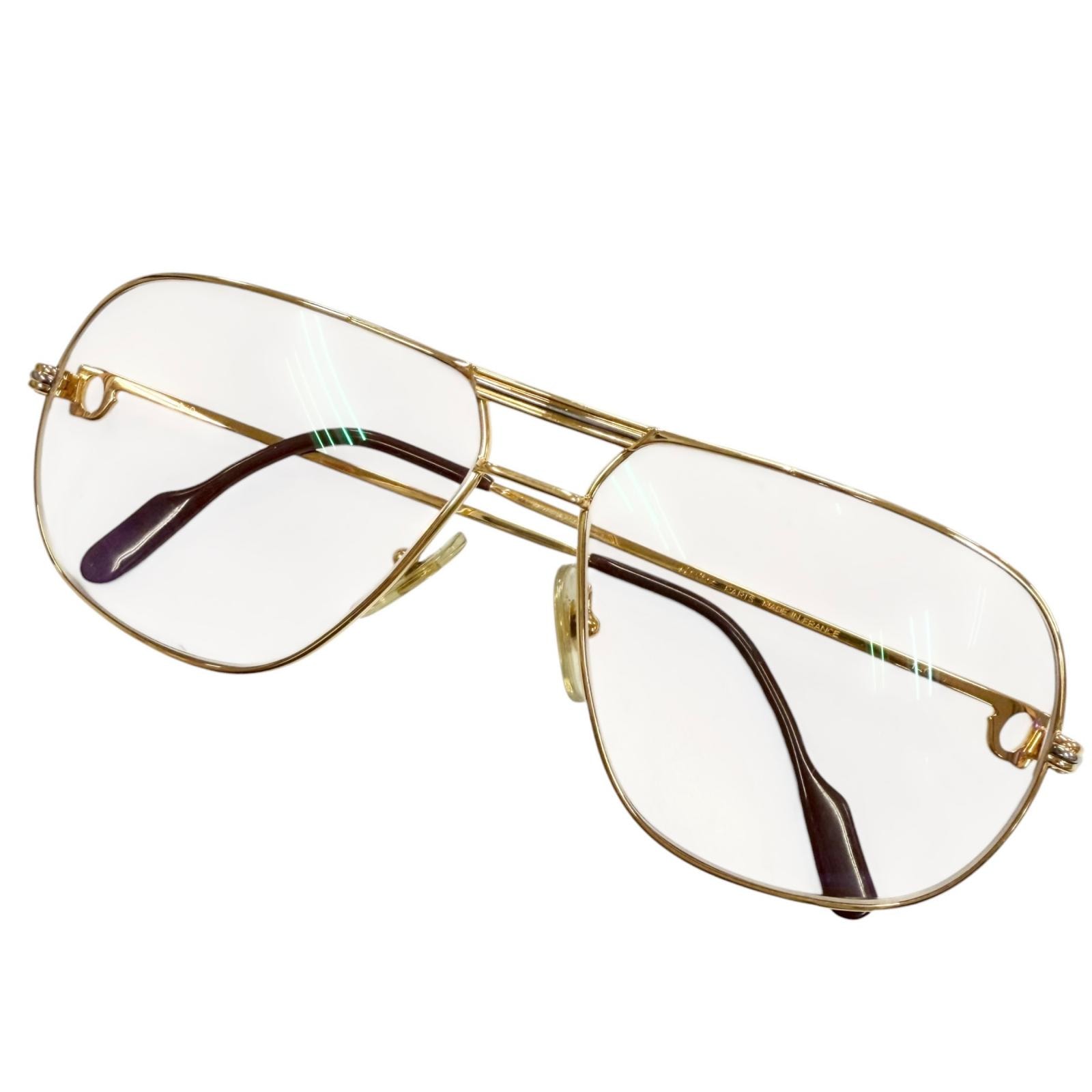 良品 カルティエ サングラス トリニティ ゴールド メンズ 62□14 140