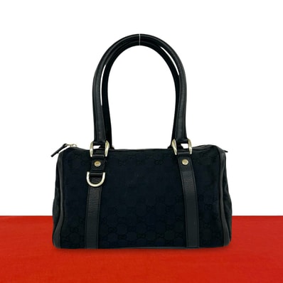 GUCCI グッチ GG 柄 キャンバス レザー ハンドバッグ ブラック
31798