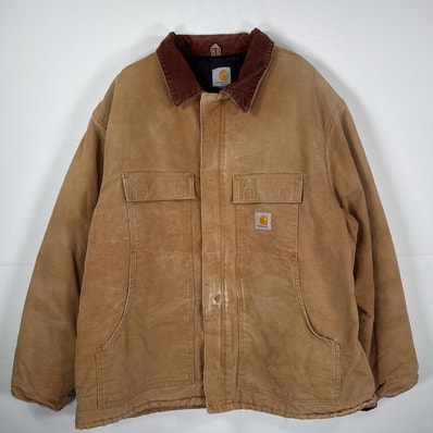 古着 カーハート Carhartt USA製 ダック ワークジャケット トラディショナルコート 2XL ベージュ メンズ